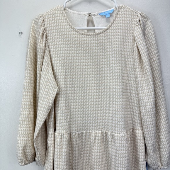 NWT Draper James Neutral Houndstooth 3/4 Sleeve Tiered‎ Pockets Skater Dress XXL - Picture 5 of 12